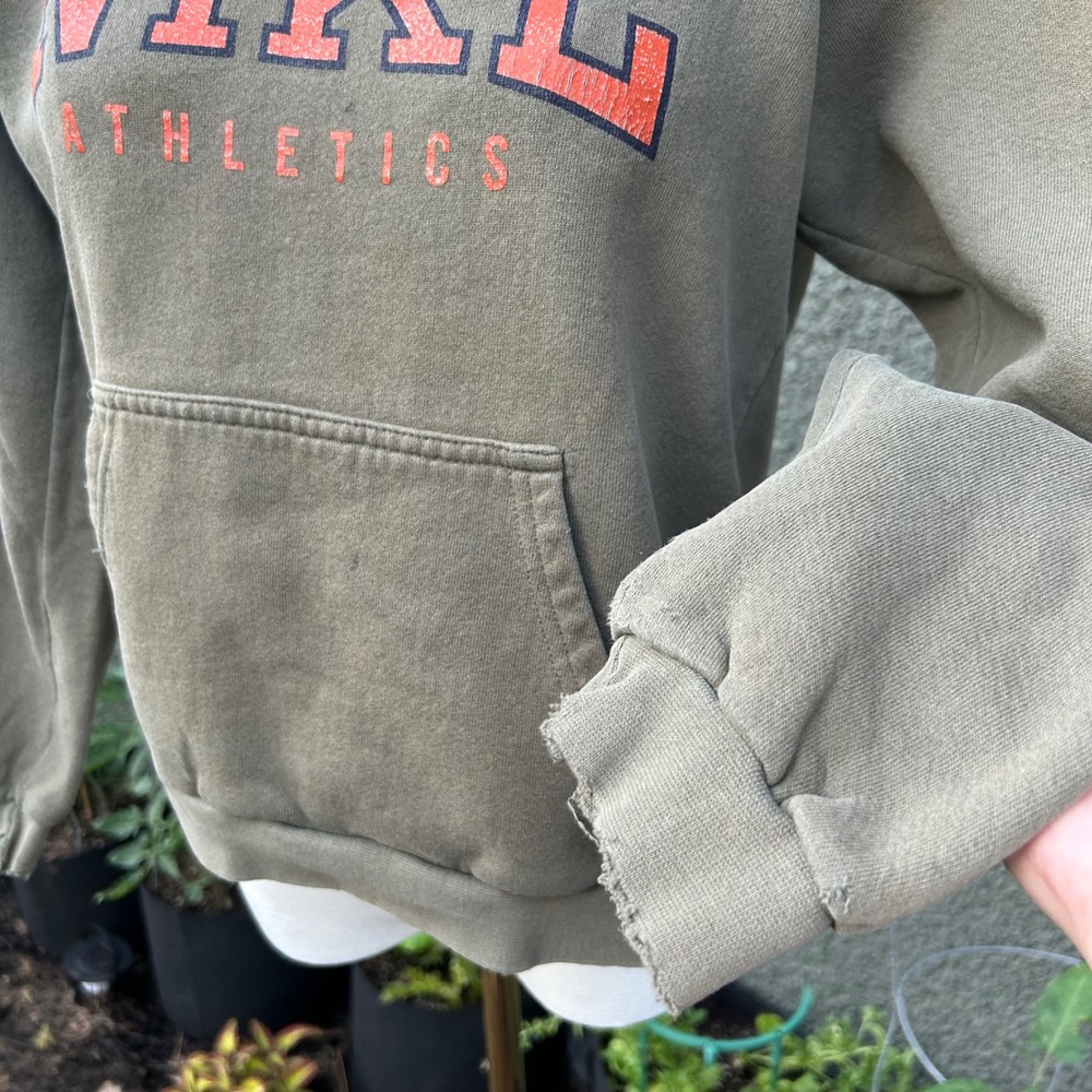 Vintage 90s Nike Hoodie Women Brown Distressed Athletics Spellout Pullover - Picture 3 of 8
